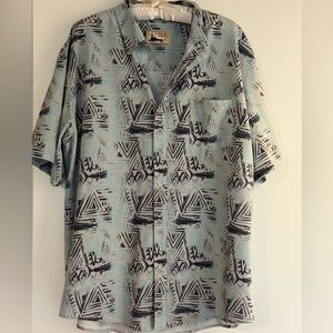 Huk Blue Casual Button Down Shirt Nautical Design